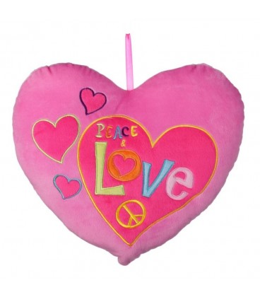 Cojín corazón rosa poliester 35 x 9 x 35 cm.