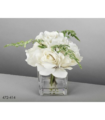 Jarrón c/arreglo rosas blancas 19 cm