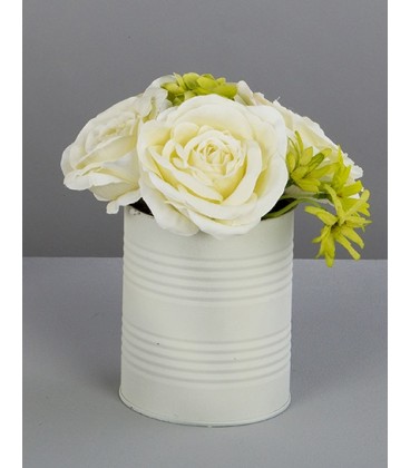Jardinera hortensias/rosas blancas 21 cm